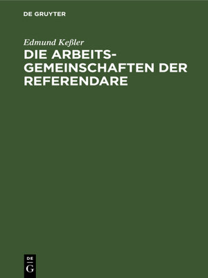 cover image of Die Arbeitsgemeinschaften der Referendare